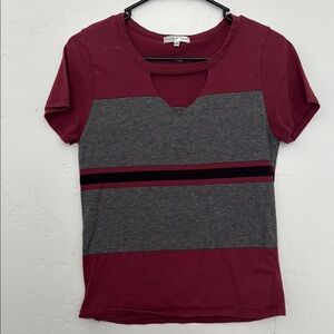 Stylish Burgundy and Gray Women's Top